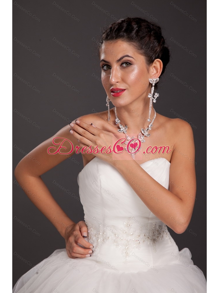 Luxurious Alloy Crystal Necklace And Earring Set