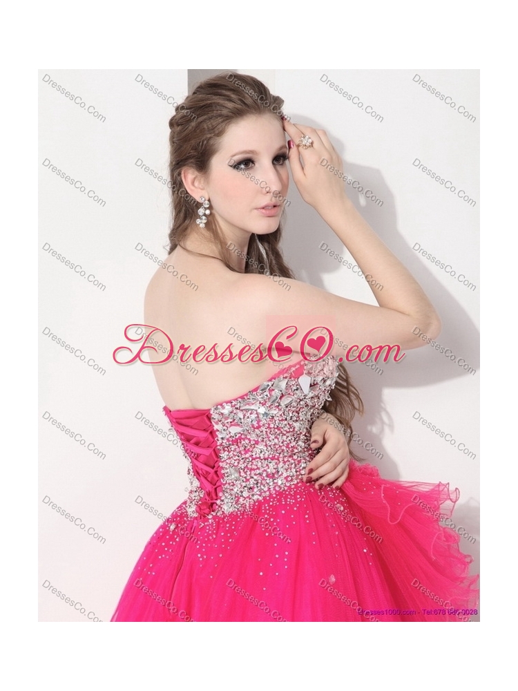 Hot Pink Sweet Sixteen Dress with Rhinestones