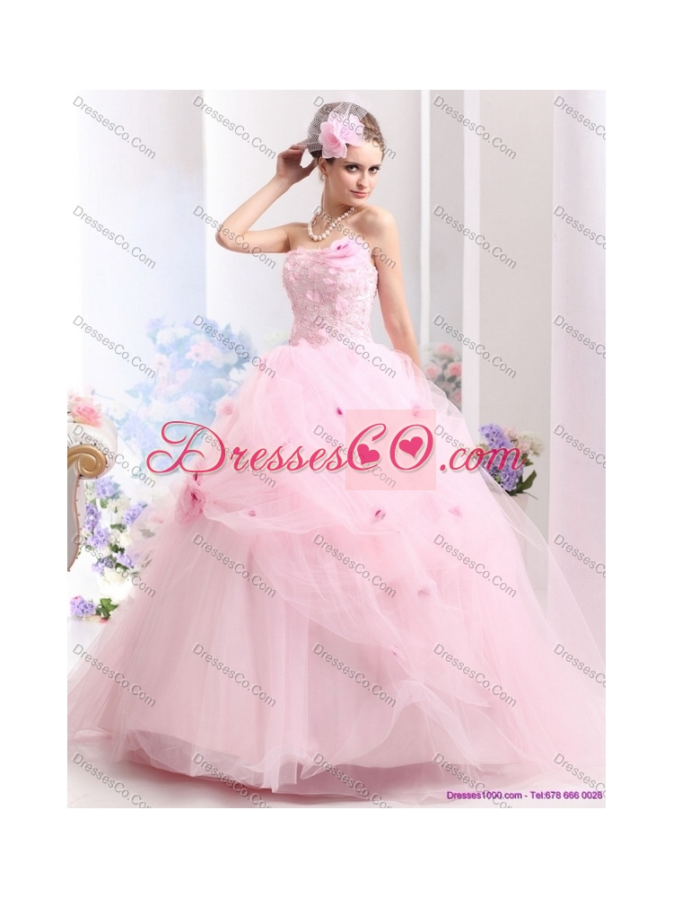 Baby Pink Sweet Sixteen Dress with Hand Made Flowers