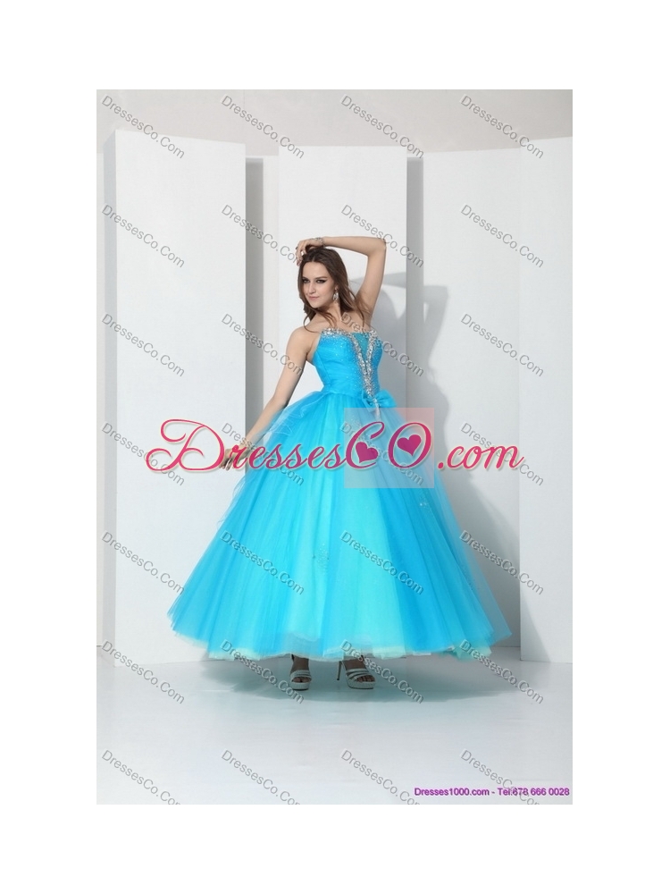Cheap Beading Baby Blue Quinceanera Dress with Bownot