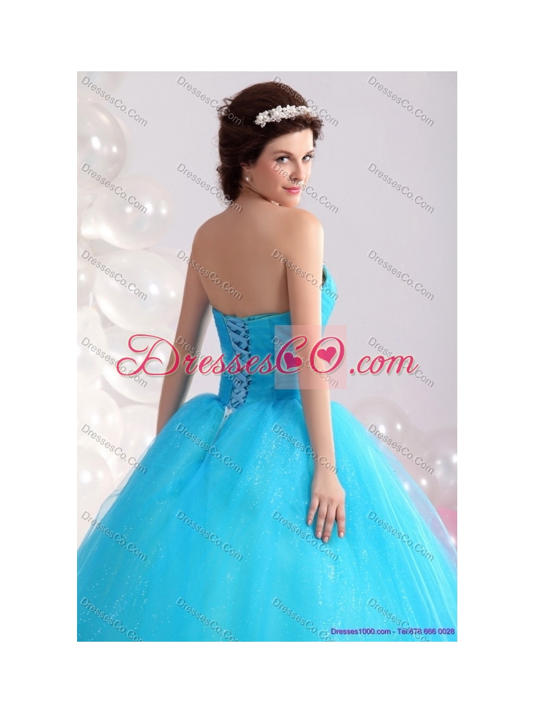 Cheap Blue Quinceanera Dress with Rhinestones and Bowknot