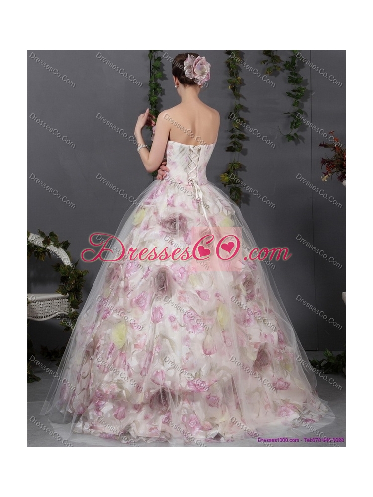 Cheap Multi Color Quinceanera Gowns with Hand Made Flowers