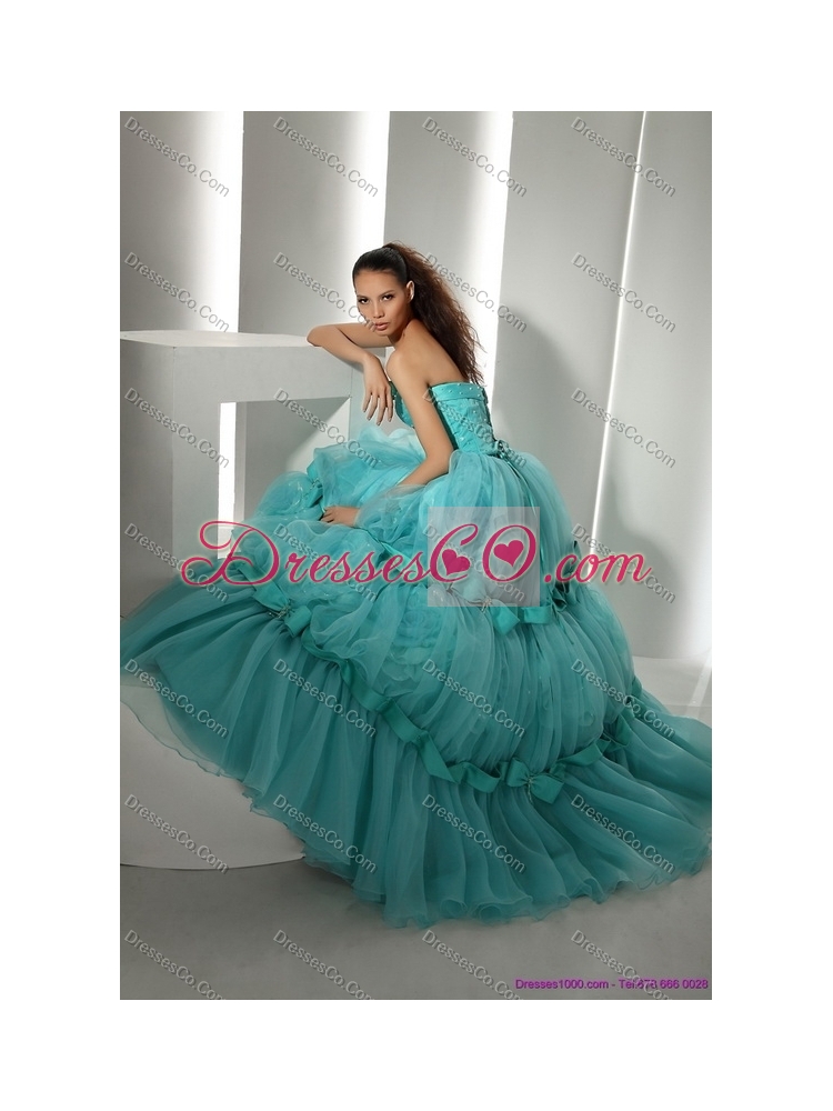 Cheap Floor Length  Quinceanera Dress with Hand Made Flowers and Beading