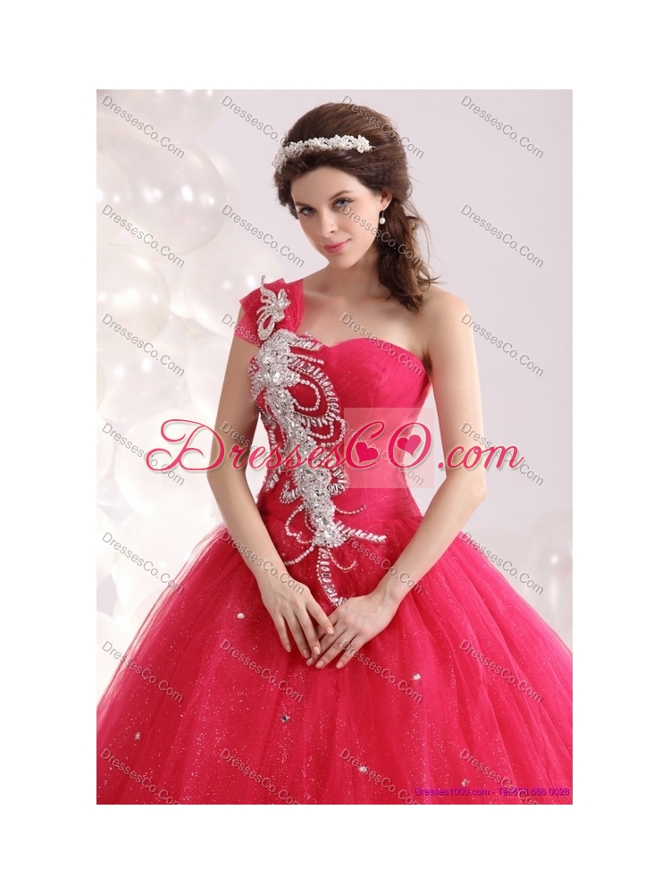 The Hot One Shoulder Dress a Quinceanera with Beading