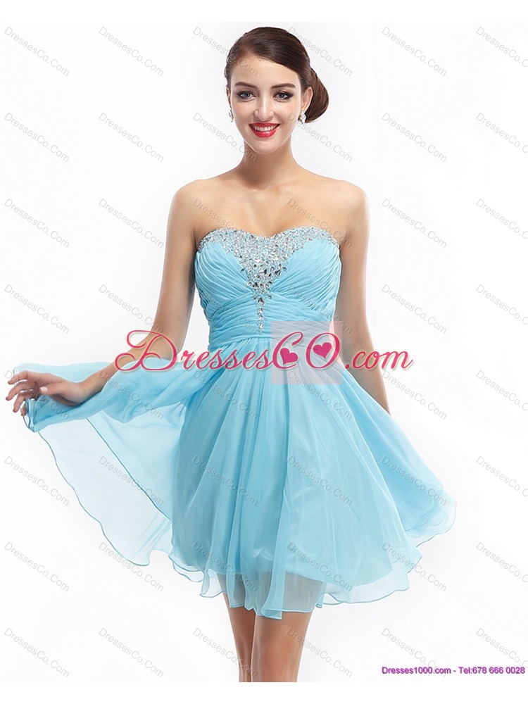Ruching Strapless Beading Short Prom Dress