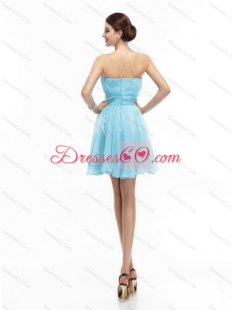 Ruching Strapless Beading Short Prom Dress