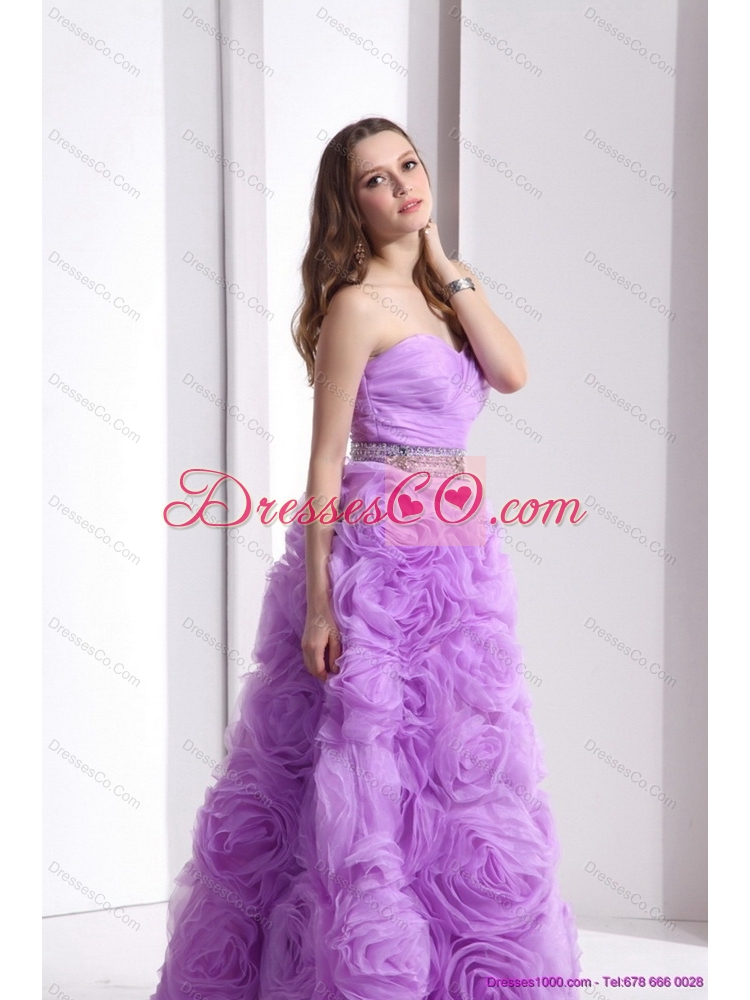 Lilac Prom Dress with Rolling Flowers and Sequins