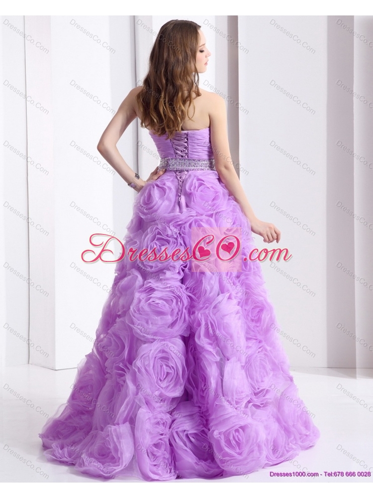 Lilac Prom Dress with Rolling Flowers and Sequins