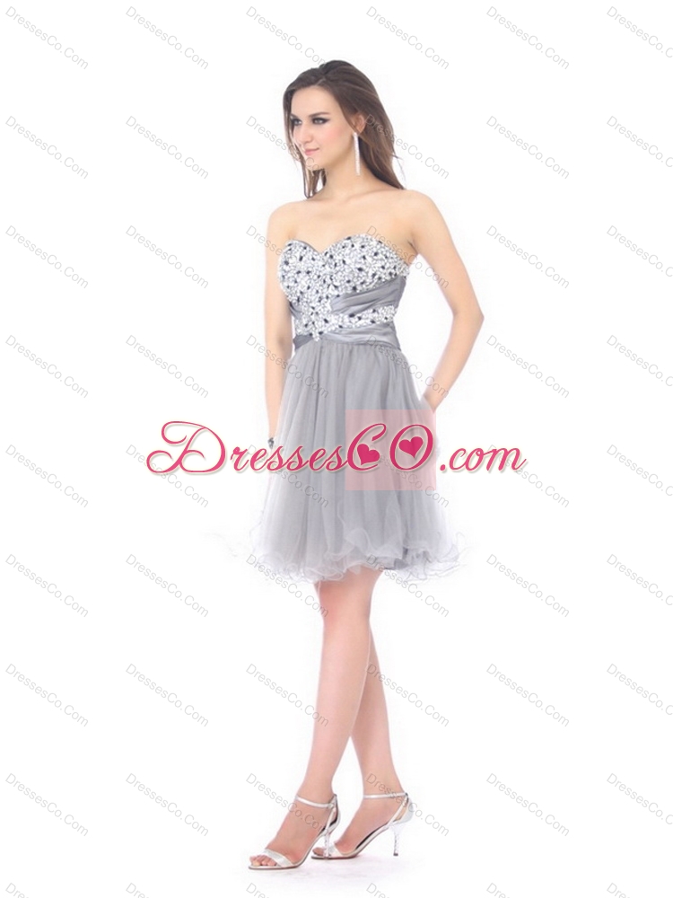 Luxurious Grey Prom Dress with Rhinestones