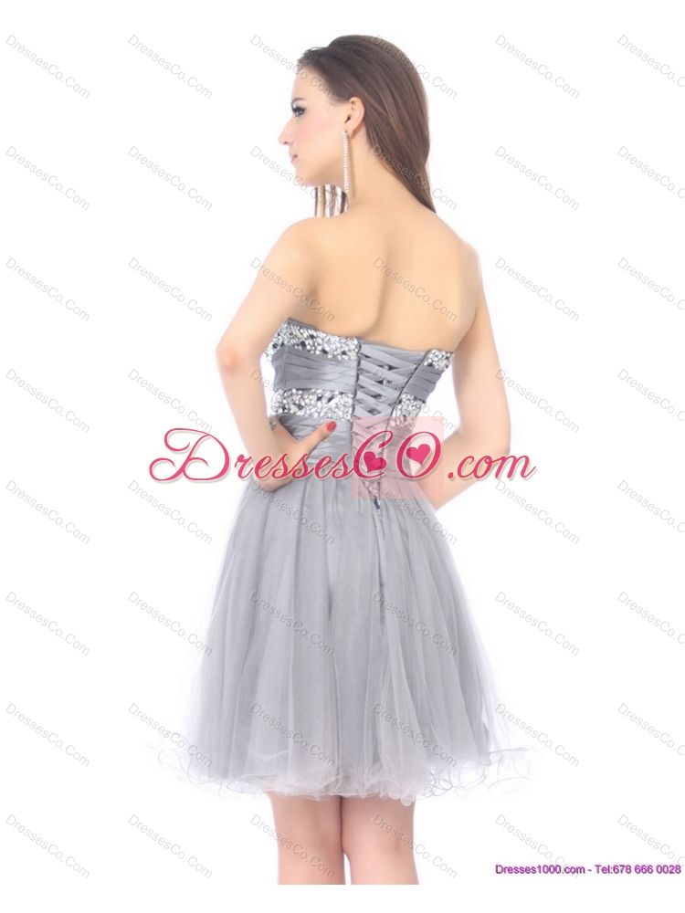 Luxurious Grey Prom Dress with Rhinestones