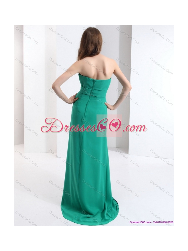 New Style Strapless Prom Dress with Hand Made Flowers and Ruching