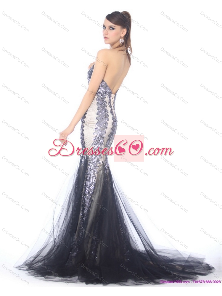 Elegant  Mermaid Prom Dress with Beading and Brush Train