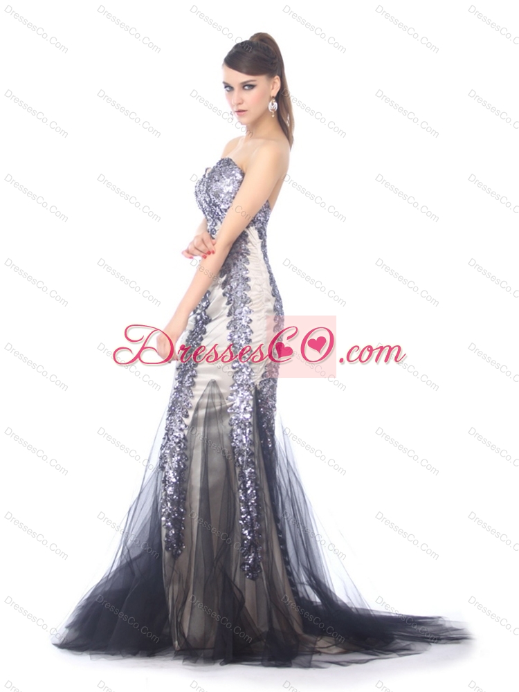 Elegant  Mermaid Prom Dress with Beading and Brush Train