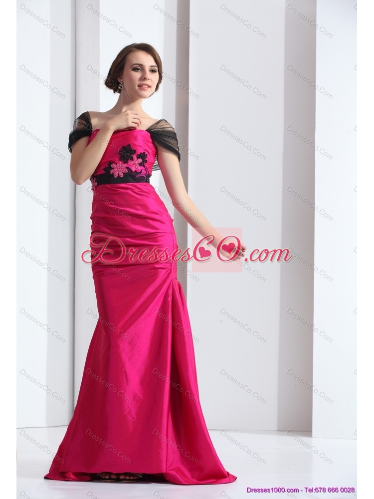 Luxurious  Prom Dress with  Brush Train and Hand Made Flowers
