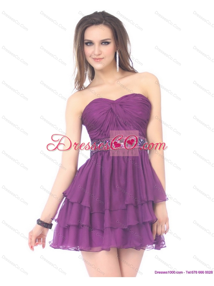 Beautiful Mini Length Prom Dress with Sequins and Ruching