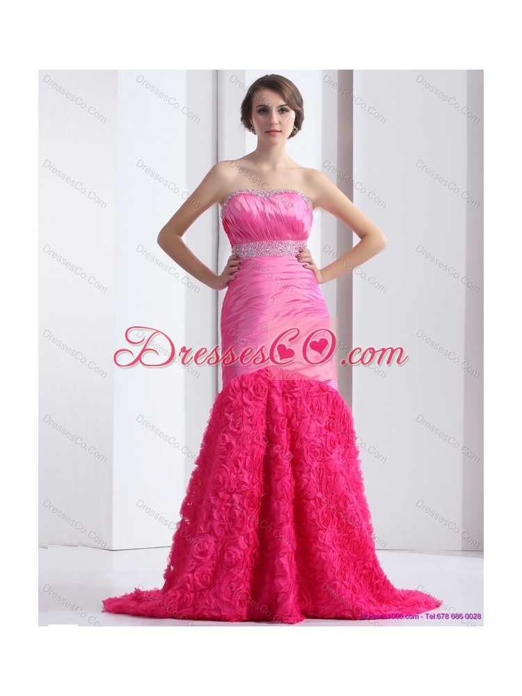Wonderful Strapless Prom Dress with Ruching and Beading