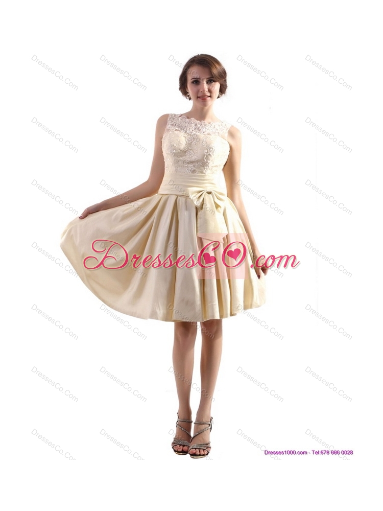 Elegant High Neck Prom Dress with Ruching and Bownot