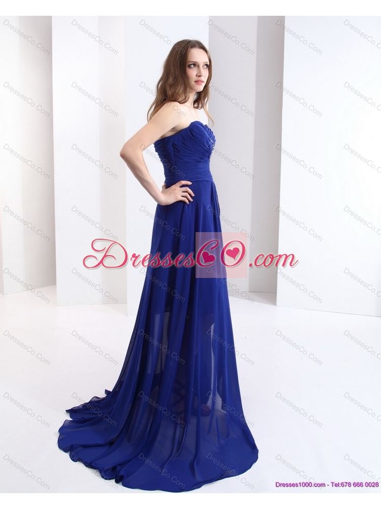 High Low Prom Dress with Beading and Brush Train