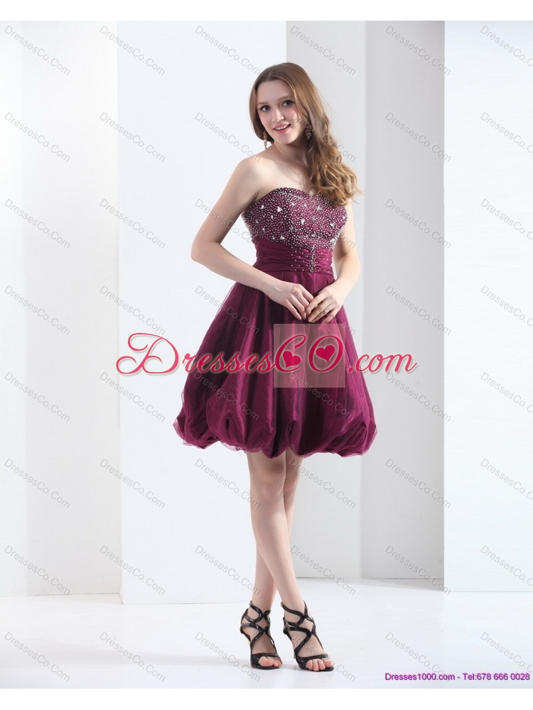 Perfect Wine Red Strapless Short Prom Dress with Beading