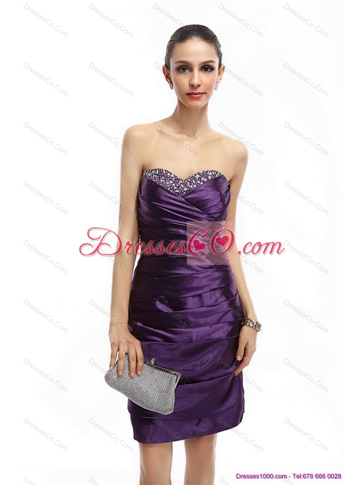 Mini Length Prom Dress with Ruching and Beading