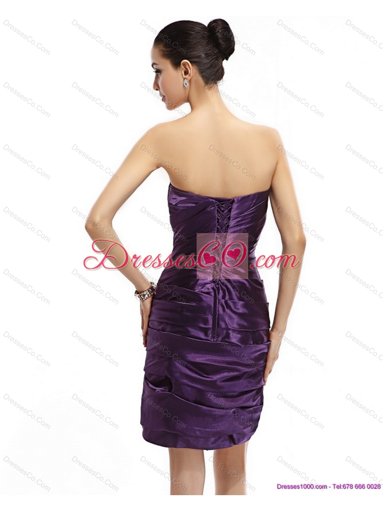 Mini Length Prom Dress with Ruching and Beading