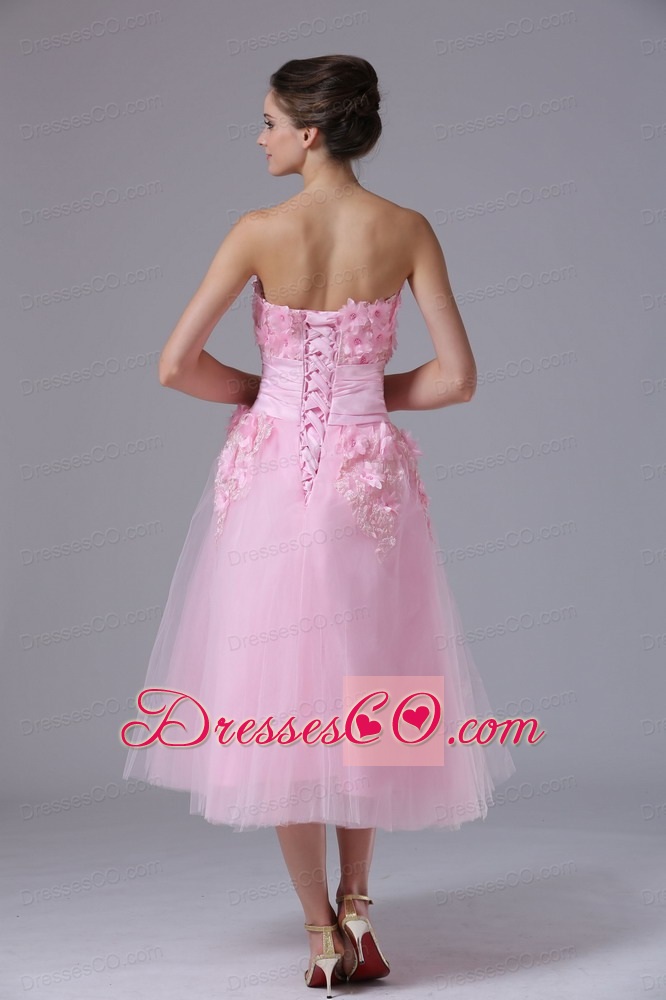 Hand-Made Flower Maxi Pink Tulle Sweet Homecoming Dressses Dress
