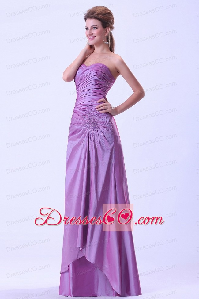 Lavender Prom Dress With Beaded And Ruched Long For Custom Made