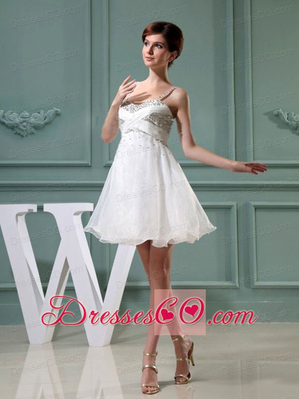 Beaded Decorate Organza Shoulder Mini-length Straps A-line Prom Dress