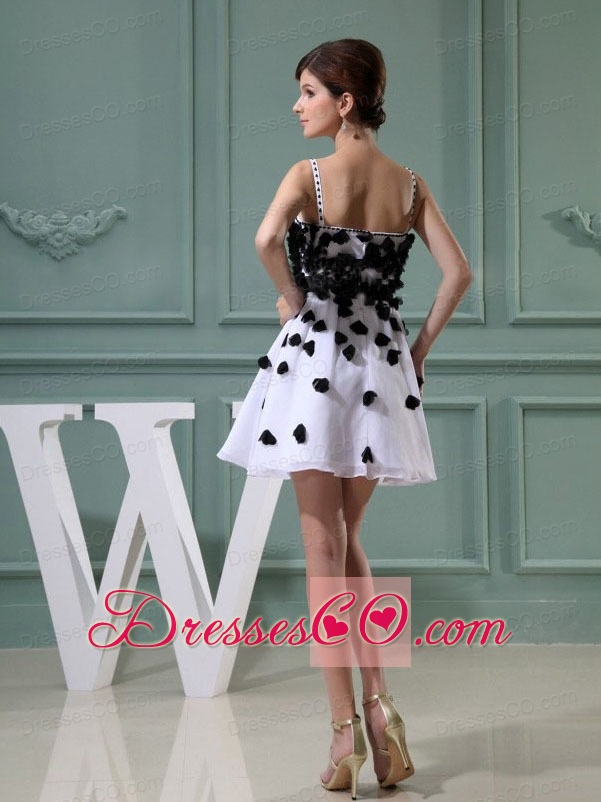 Straps Appliques A-line Chiffon Mini-length Cocktail White Prom Dress