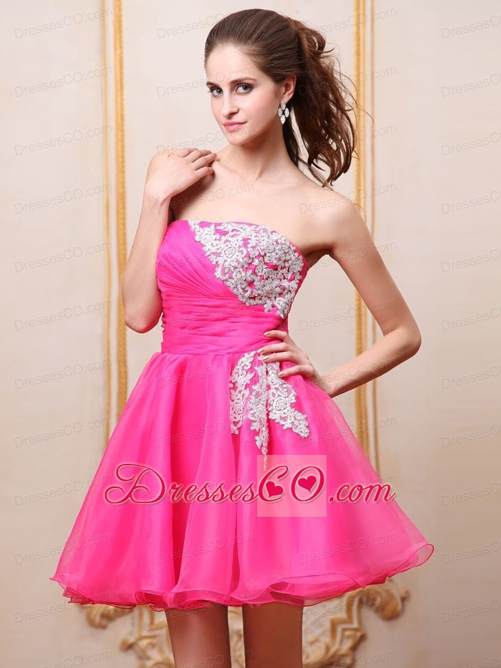 Hot Pink Prom / Cocktail Dress With Appliques Mini-length For Club