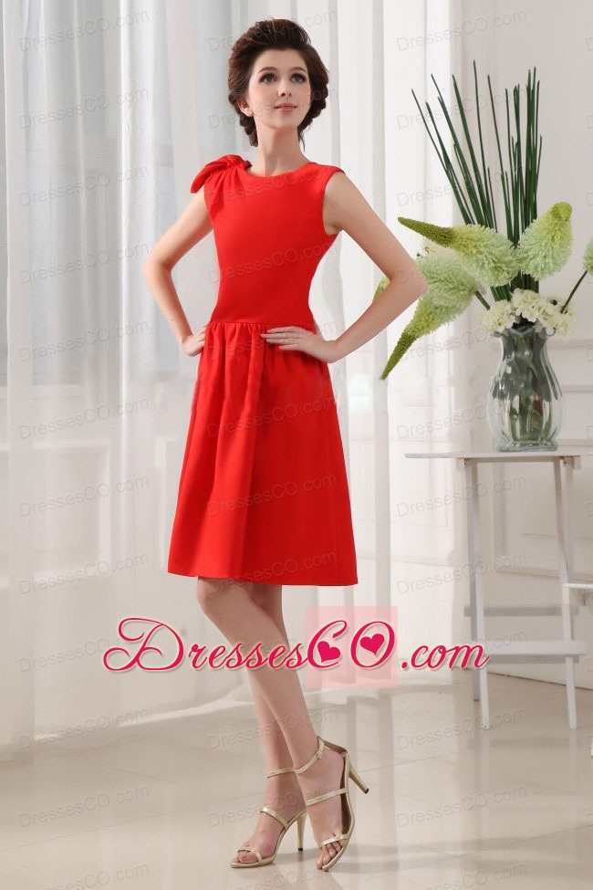 A-line Bridesmaid Dress Red Knee-length Taffeta Scoop Knee-length
