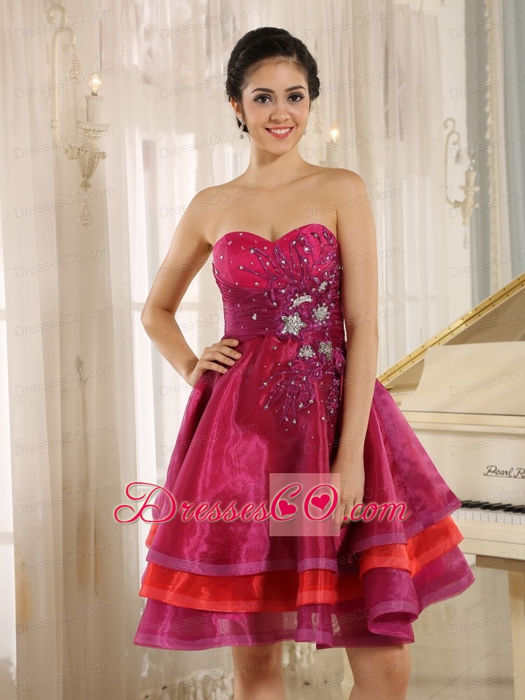 Multi-color Short Prom Dress For Sweet 16 Prom With Organza Beaded Decorate