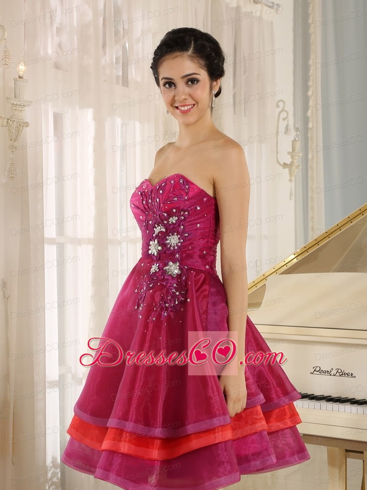 Multi-color Short Prom Dress For Sweet 16 Prom With Organza Beaded Decorate