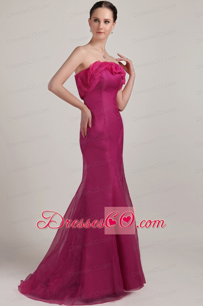 Fuchsia Mermaid / Trumpet Strapless Long Organza Prom Dress