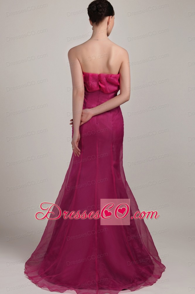 Fuchsia Mermaid / Trumpet Strapless Long Organza Prom Dress