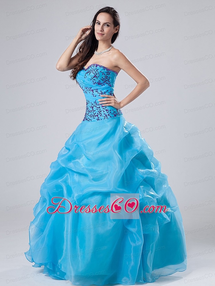 Embroidery And Beading Ball Gown Organza Long Quinceanera Dress