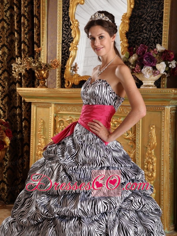 Popular Ball Gown Long Zebra Quinceanera Dress