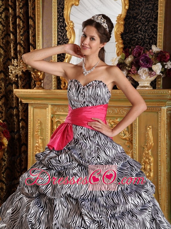 Popular Ball Gown Long Zebra Quinceanera Dress