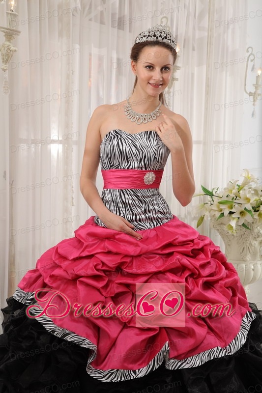 Brand New Red And Black Ball Gown Long Quinceanera Dress