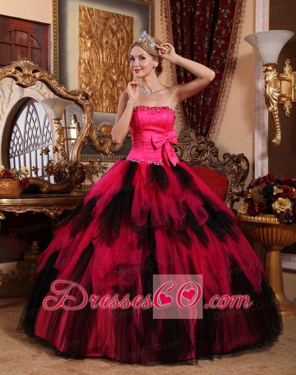 Wonderful Ball Gown Strapless Long Tulle Beading Quinceanera Dress