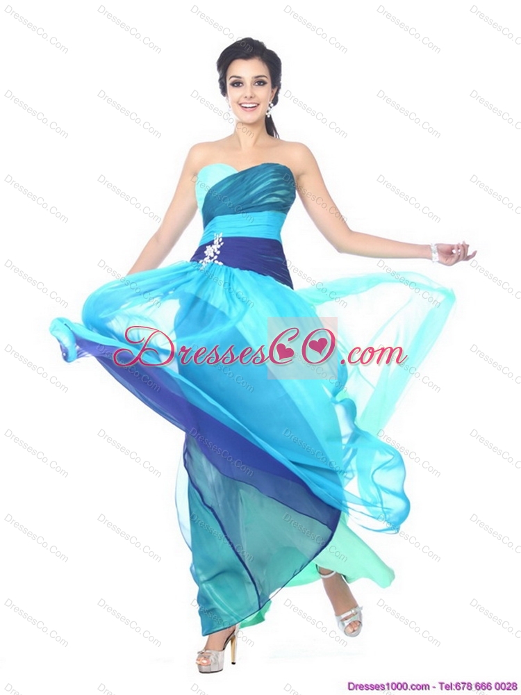 Multi Color Prom Dress with Ruffles and Beading