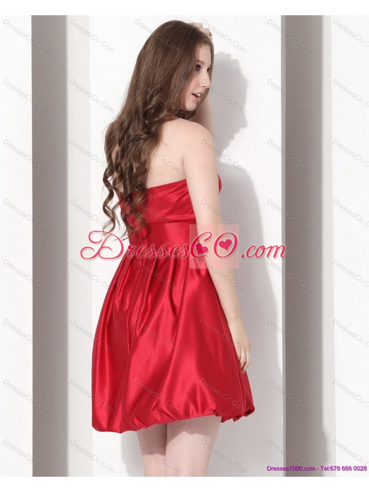 Gorgeous Strapless Bowknot Mini Length Sexy Prom Dress in Red