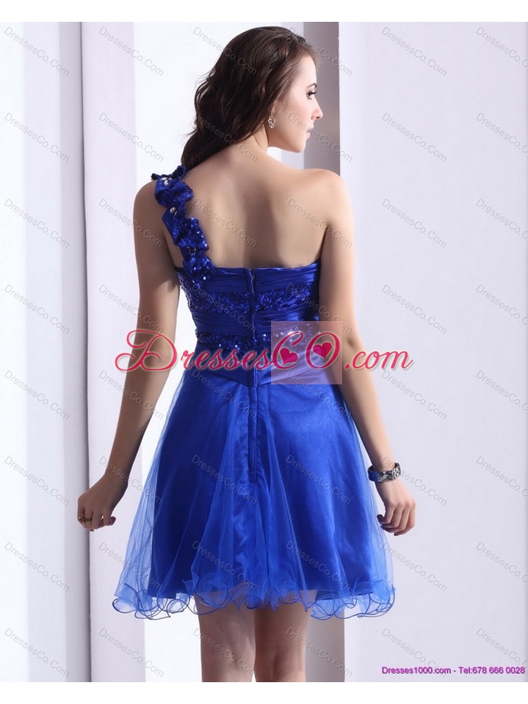 One Shoulder Sexy Prom Dress with Beading and Hand Made Flowers