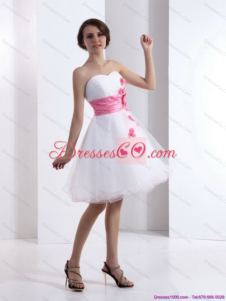Romantic White Sexy Prom Dress with Hand Made Flowers