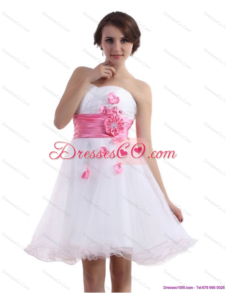 Romantic White Sexy Prom Dress with Hand Made Flowers