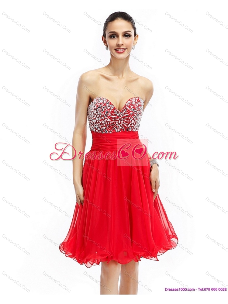 Elegant Short Prom Dress with Rhinestones and Ruching