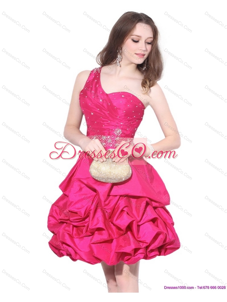 Perfect One Shoulder Sexy Beading Prom Dress with Pick Ups