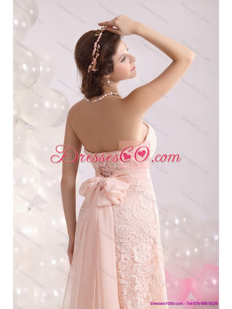 Popular Strapless Sequins and Lace Sexy Prom Dress with Brush Train