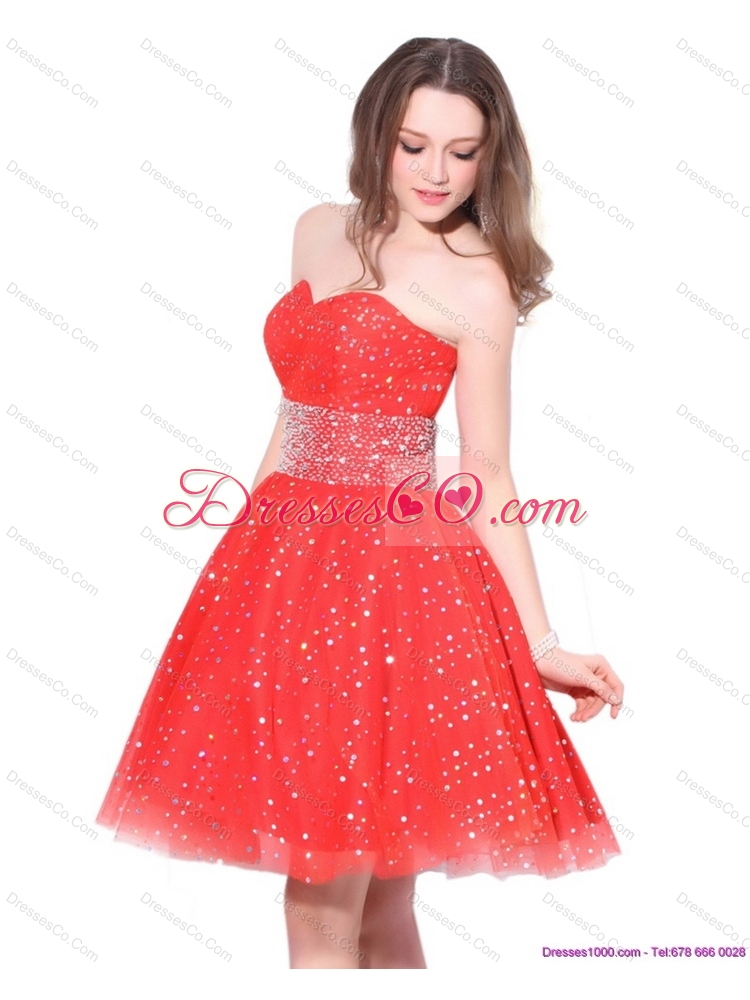Remarkable  Beading Mini Length Sexy Prom Dress in Red
