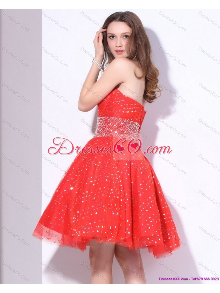 Remarkable  Beading Mini Length Sexy Prom Dress in Red